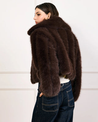 Jax Faux Fur Jacket in Dark BrownOuterwearLine + Dot