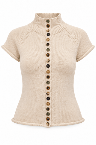 Jenna Multicolor Button Knit Top in OatmealTopChayse Clothing