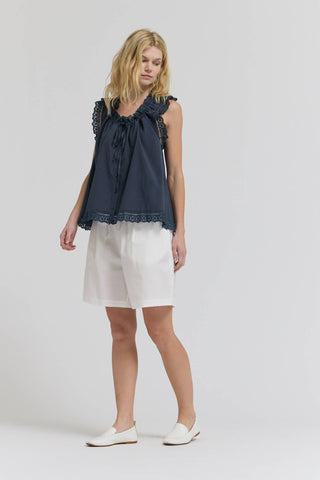 Lace Trimmed Swing Tank in NavyTopChayse Clothing