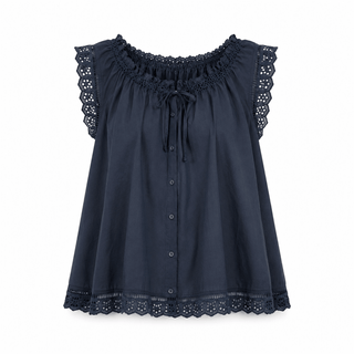 Lace Trimmed Swing Tank in NavyTopChayse Clothing