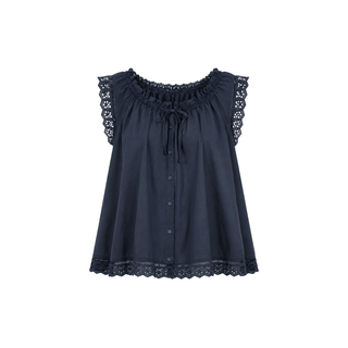 Lace Trimmed Swing Tank in NavyTopChayse Clothing