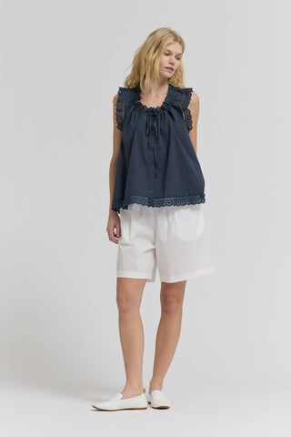 Lace Trimmed Swing Tank in NavyTopChayse Clothing