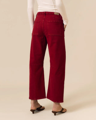 LE JEAN Utility Soft Barrel Denim Jeans in RedClothingLE JEAN