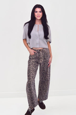 Leopard Print Barrel Jeans — High - Waisted Tapered FitClothingChayse Clothing