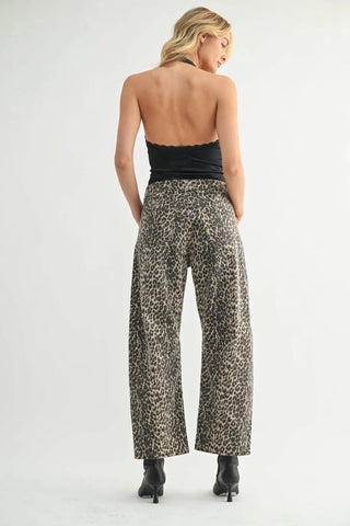 Leopard Print Barrel Jeans — High - Waisted Tapered FitClothingChayse Clothing