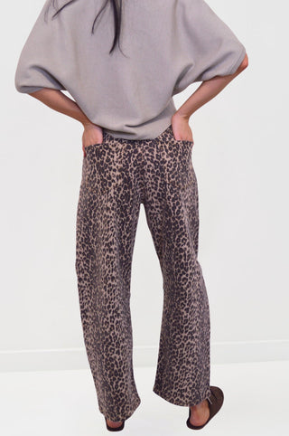 Leopard Print Barrel Jeans — High - Waisted Tapered FitClothingChayse Clothing