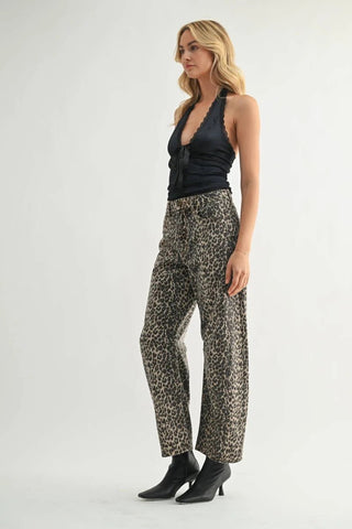 Leopard Print Barrel Jeans — High - Waisted Tapered FitClothingChayse Clothing