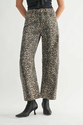 Leopard Print Barrel Jeans — High - Waisted Tapered FitClothingChayse Clothing