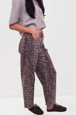 Leopard Print Barrel Jeans — High - Waisted Tapered FitClothingChayse Clothing