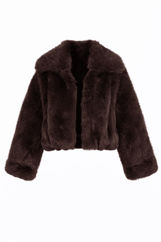 Line + Dot Jax Faux Fur Jacket in Dark BrownOuterwearLine + Dot