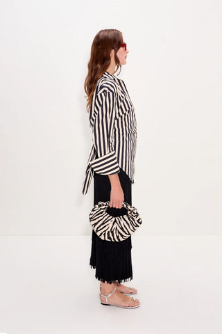 Loch Poplin Button - Up Top in Black and White StripeTopSIMONMILLER