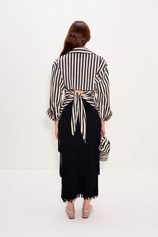 Loch Poplin Button - Up Top in Black and White StripeTopSIMONMILLER