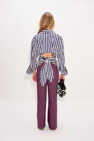 Loch Poplin Button - Up Top in Navy and Cream StripeClothingSIMONMILLER