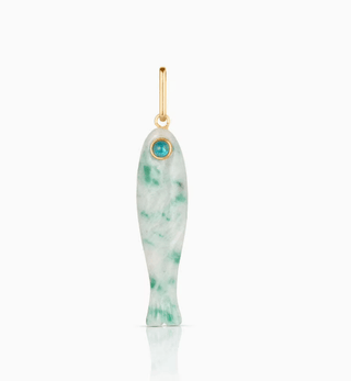 Lucky Fish Kiwi Jasper 14K Gold Wire NecklaceAccessoriesChayse Clothing