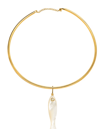 Lucky Fish Mother of Pearl 14K Gold Wire NecklaceAccessoriesChayse Clothing