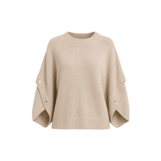 Maren Button-Sleeve Relaxed Knit PulloverTopChayse Clothing