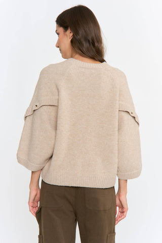 Maren Button-Sleeve Relaxed Knit PulloverTopChayse Clothing