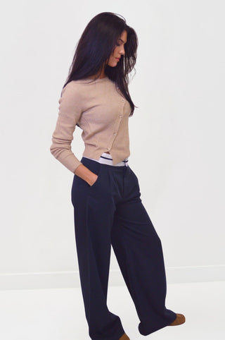 Minimalistic Contrast Waistband Pleated Trouser PantsClothingChayse Clothing