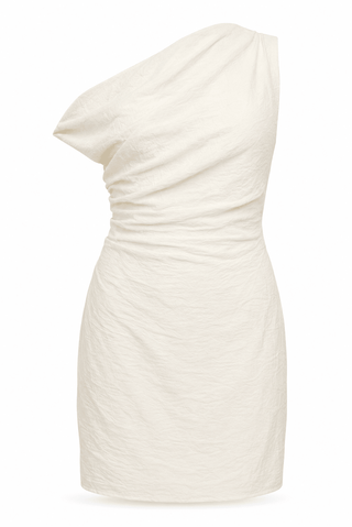 Off-Shoulder Wrapped Mini Dress in IvoryDressChayse Clothing