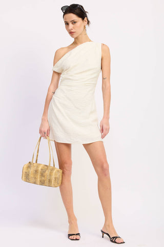 Off-Shoulder Wrapped Mini Dress in IvoryDressChayse Clothing