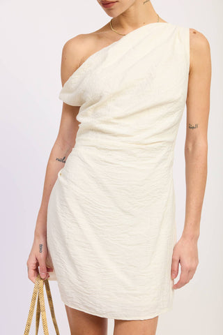 Off-Shoulder Wrapped Mini Dress in IvoryDressChayse Clothing