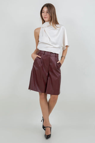 One Shoulder Asymmetrical Top with Self Scarf in CreamClothingChayse Clothing