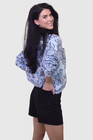 Paisley Printed V - Neck Knit SweaterTopChayse Clothing