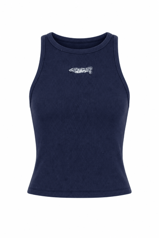 Racer Back Beaded Tank Top in Navy with Blue Multi DetailTopChayse Clothing