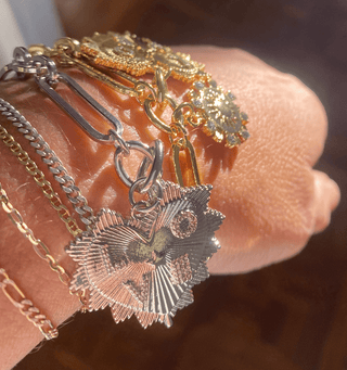 Radiant Heart & Sun Coin CZ Charm Bracelet in SilverAccessoriesChayse Clothing