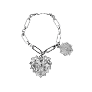 Radiant Heart & Sun Coin CZ Charm Bracelet in SilverAccessoriesChayse Clothing