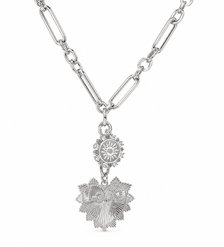Radiant Heart & Sun Coin CZ Lariat Necklace in SilverAccessoriesChayse Clothing