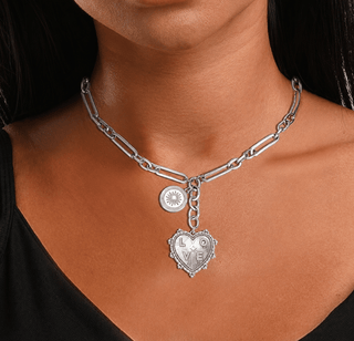 Radiant Heart & Sun Coin CZ Lariat Necklace in SilverAccessoriesChayse Clothing
