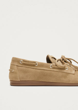 Brown boat shoe on a white background