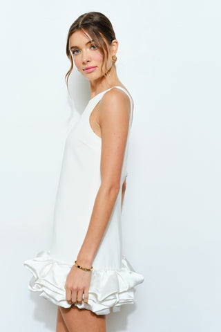 Scoop Back Bubble Hem Mini Dress with Built - In ShortsDressChayse Clothing