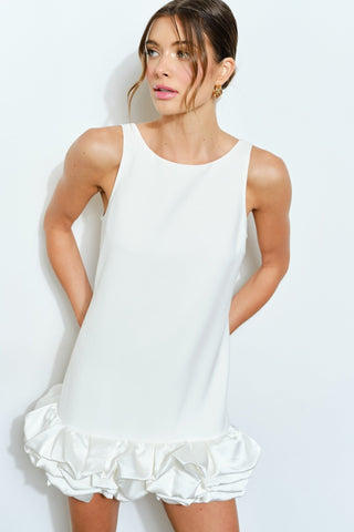 Scoop Back Bubble Hem Mini Dress with Built - In ShortsDressChayse Clothing