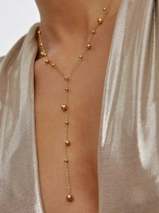 Scottie Beaded Y Lariat Necklace in GoldAccessoriesChayse Clothing