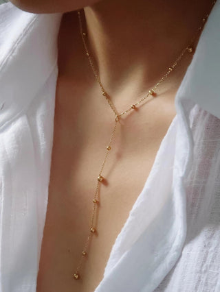 Scottie Beaded Y Lariat Necklace in GoldAccessoriesChayse Clothing