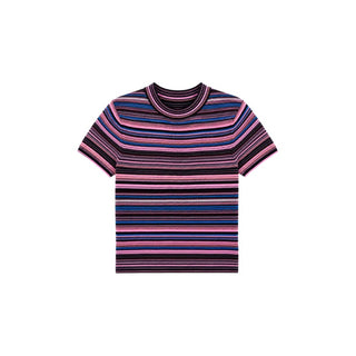 Selene Short Sleeve Sweater Tee in Multi StripeTopPISTOLA