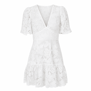 Sequins Lace Mini Dress with Blouson Sleeves and V NecklineDressChayse Clothing