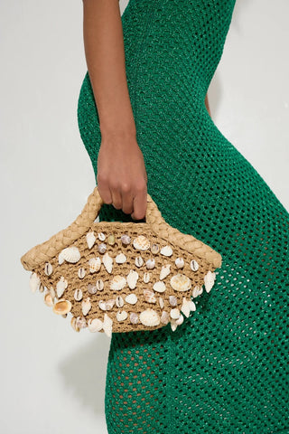 Shelly Raffia Crossbody Bag with Natural SeashellsAccessoriesSIMONMILLER