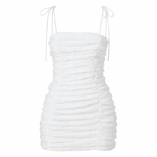 Shirred Tie Strap Mini Dress with Body Contour FitChayse Clothing