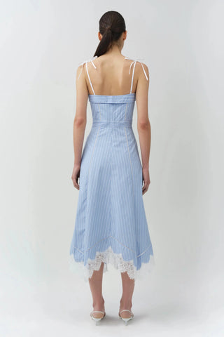 SIMKHAI Avaleigh Cotton Lace Midi Dress in Oxford Blue StripeDressSIMKHAI