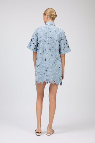 SIMKHAI Calyn Mini Shirt Dress in DenimDressSIMKHAI