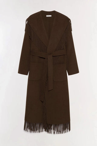 SIMKHAI Carrie Fringe Coat in ChocolateOuterwearSIMKHAI