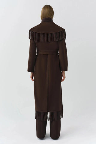 SIMKHAI Carrie Fringe Coat in ChocolateOuterwearSIMKHAI