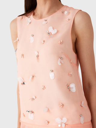 SIMKHAI Celia Embellished Organza Top in Bubblegum PinkTopSIMKHAI