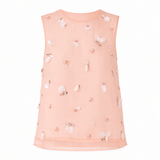SIMKHAI Celia Embellished Organza Top in Bubblegum PinkTopSIMKHAI