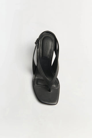 SIMKHAI Darya Leather Wedge Thong Sandal in BlackShoesSIMKHAI