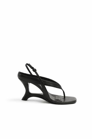 SIMKHAI Darya Leather Wedge Thong Sandal in BlackShoesSIMKHAI