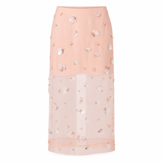 SIMKHAI Delilah Embellished Organza Midi Skirt in Bubblegum PinkBottomsSIMKHAI